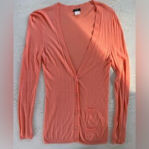 J. Crew Coral Button-Up V-Neck Cardigan